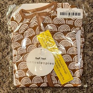 Little Sleepies Brown and White Rainbow Onesie